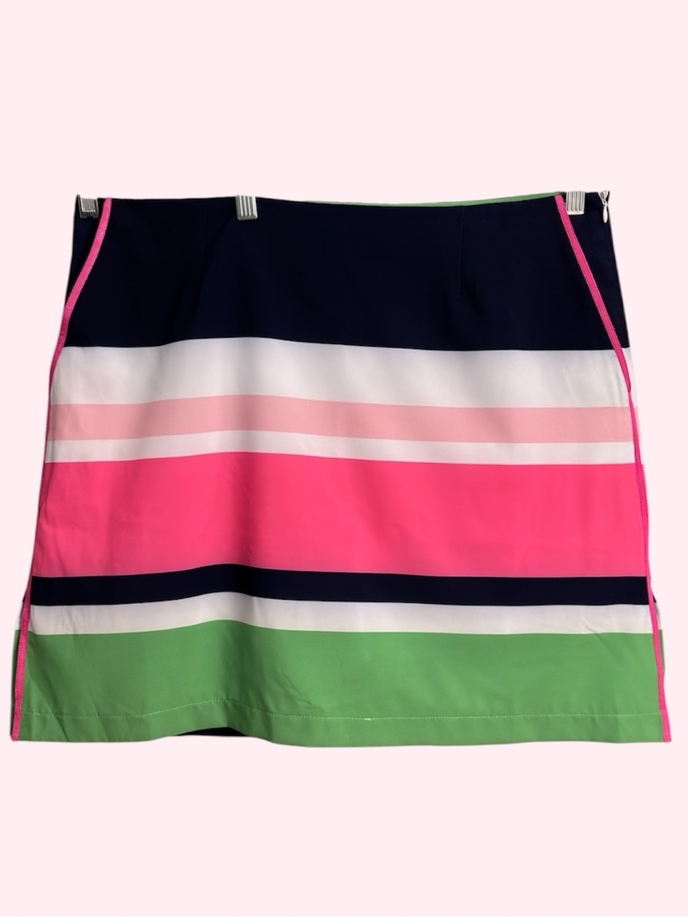 NWT Golftini Jetsetter Green & Pink Preppy Stripe Performance Golf Skort SZ 10L